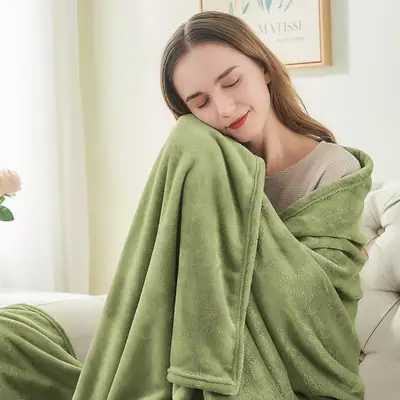 Cozy Fleece Plain Double Bed Blanket thumbnail 3