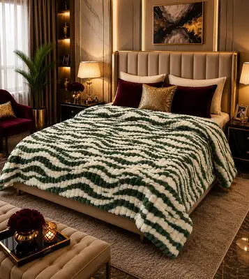 Premium Plush Embossed Bubble Printed Double Bed Blanket