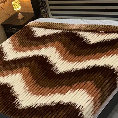 Premium Plush Embossed Bubble Printed Double Bed Blanket