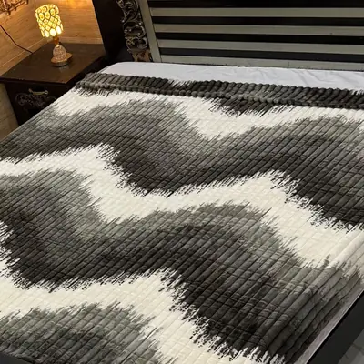 Premium Plush Embossed Bubble Printed Double Bed Blanket