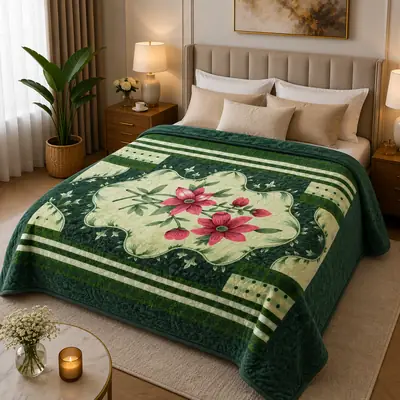 3D Panel Fleece Embossed Double Bed Blanket