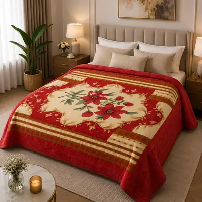 3D Panel Fleece Embossed Double Bed Blanket