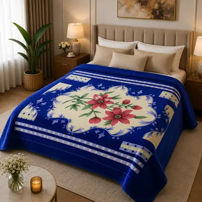 3D Panel Fleece Embossed Double Bed Blanket