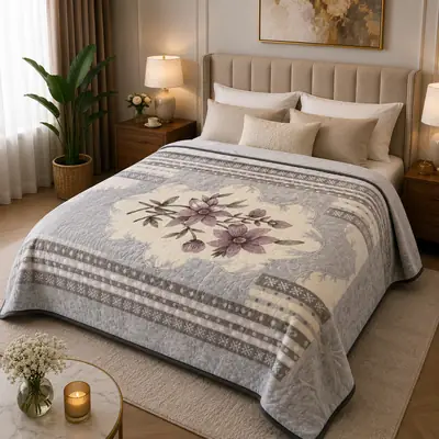 3D Panel Fleece Embossed Double Bed Blanket