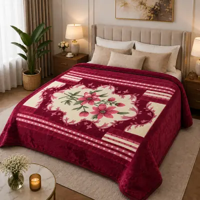 3D Panel Fleece Embossed Double Bed Blanket