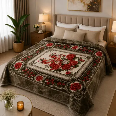 3D Panel Fleece Embossed Double Bed Blanket