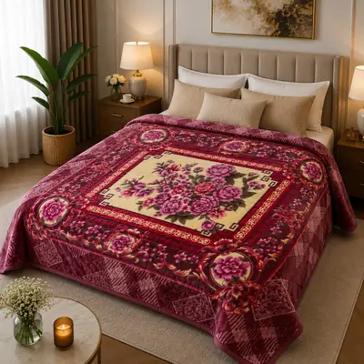 3D Panel Fleece Embossed Double Bed Blanket