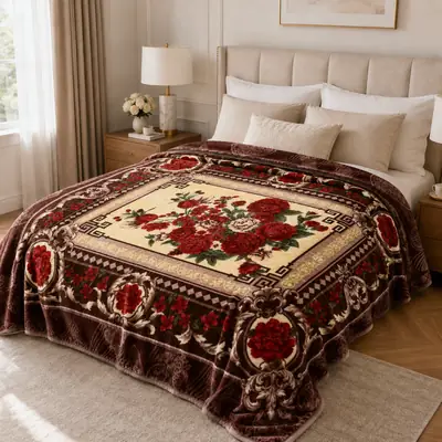 3D Panel Fleece Embossed Double Bed Blanket