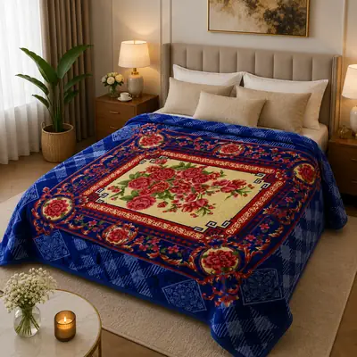 3D Panel Fleece Embossed Double Bed Blanket