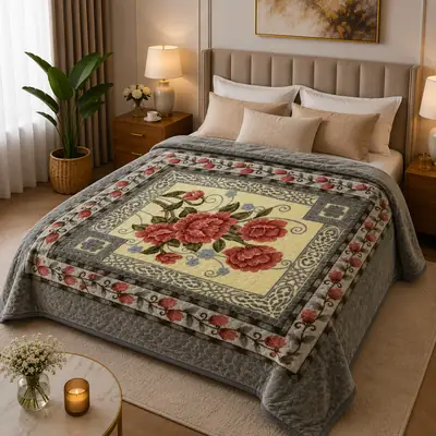 3D Panel Fleece Embossed Double Bed Blanket