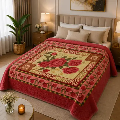3D Panel Fleece Embossed Double Bed Blanket