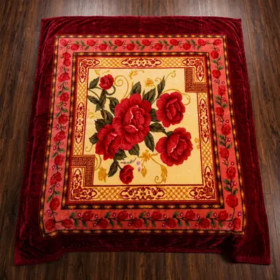3D Panel Fleece Embossed Double Bed Blanket thumbnail 2
