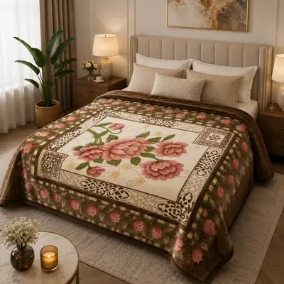 3D Panel Fleece Embossed Double Bed Blanket