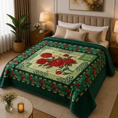 3D Panel Fleece Embossed Double Bed Blanket