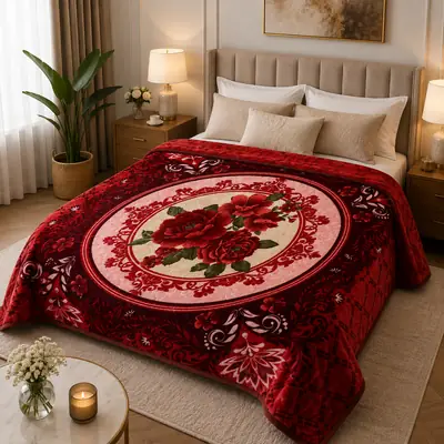 3D Panel Fleece Embossed Double Bed Blanket