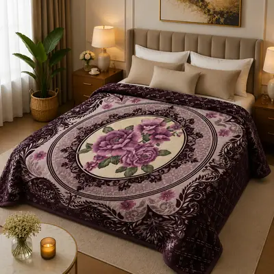 3D Panel Fleece Embossed Double Bed Blanket