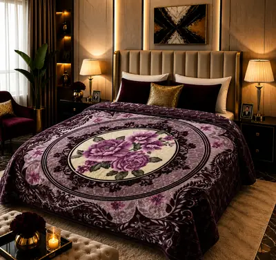 3D Panel Fleece Embossed Double Bed Blanket thumbnail 2