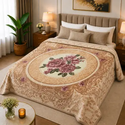 3D Panel Fleece Embossed Double Bed Blanket
