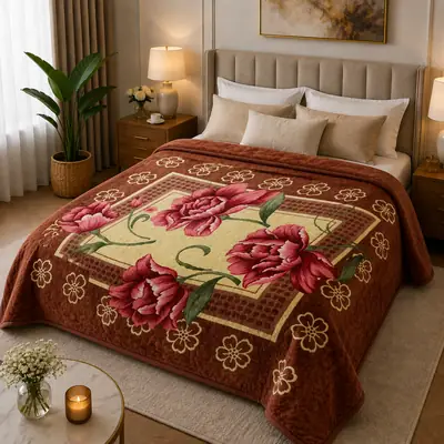 3D Panel Fleece Embossed Double Bed Blanket