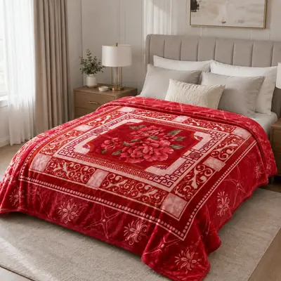 3D Panel Fleece Embossed Double Bed Blanket