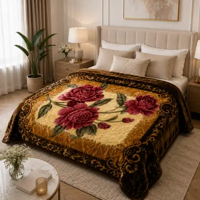 3D Panel Fleece Embossed Double Bed Blanket thumbnail 2