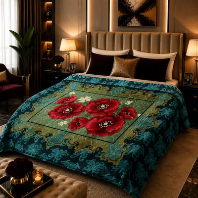 3D Panel Fleece Embossed Double Bed Blanket