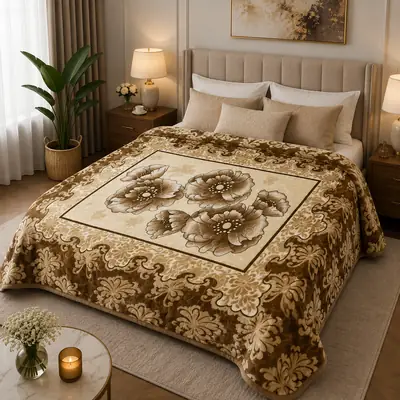 3D Panel Fleece Embossed Double Bed Blanket