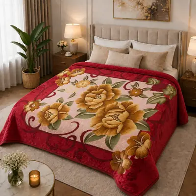 3D Panel Fleece Embossed Double Bed Blanket