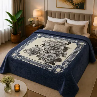 3D Panel Fleece Embossed Double Bed Blanket