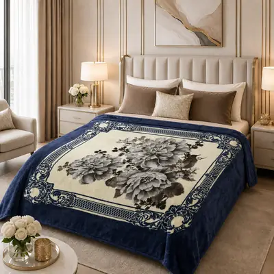 3D Panel Fleece Embossed Double Bed Blanket thumbnail 3