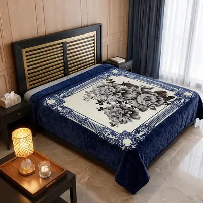 3D Panel Fleece Embossed Double Bed Blanket thumbnail 5