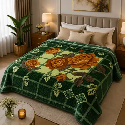 3D Panel Fleece Embossed Double Bed Blanket