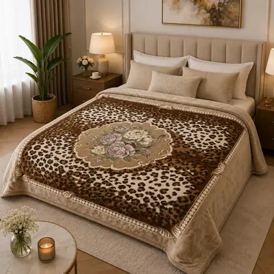 3D Panel Fleece Embossed Double Bed Blanket