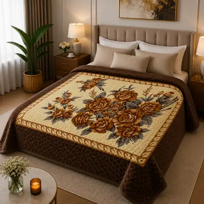3D Panel Fleece Embossed Double Bed Blanket