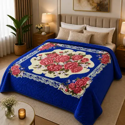3D Panel Fleece Embossed Double Bed Blanket