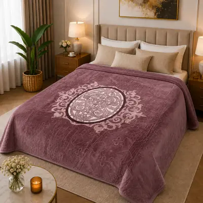 3D Panel Fleece Embossed Double Bed Blanket