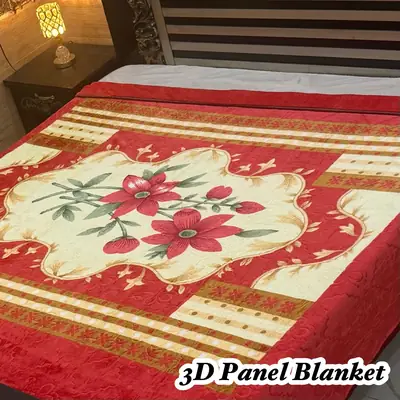 3D Panel Fleece Embossed Double Bed Blanket