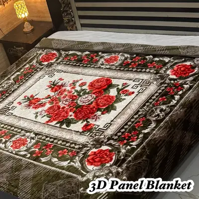 3D Panel Fleece Embossed Double Bed Blanket