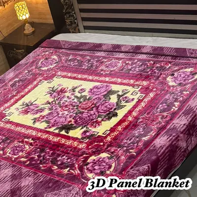 3D Panel Fleece Embossed Double Bed Blanket