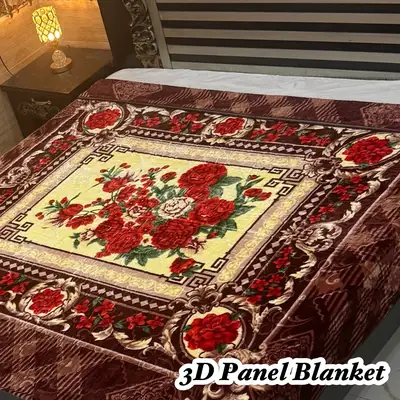 3D Panel Fleece Embossed Double Bed Blanket