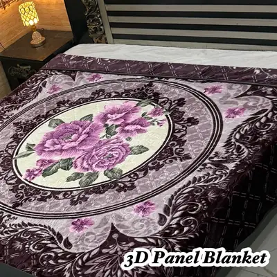 3D Panel Fleece Embossed Double Bed Blanket