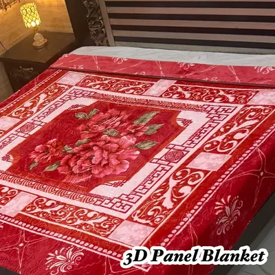 3D Panel Fleece Embossed Double Bed Blanket