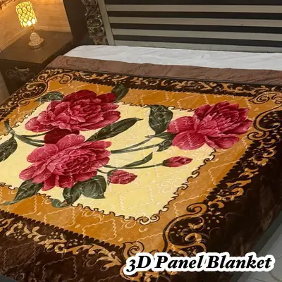 3D Panel Fleece Embossed Double Bed Blanket
