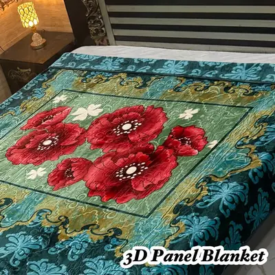 3D Panel Fleece Embossed Double Bed Blanket