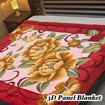 3D Panel Fleece Embossed Double Bed Blanket