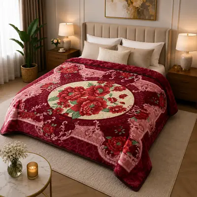 3D Panel Fleece Embossed Double Bed Blanket