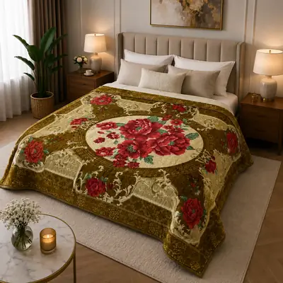 3D Panel Fleece Embossed Double Bed Blanket