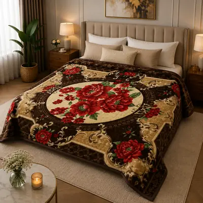 3D Panel Fleece Embossed Double Bed Blanket