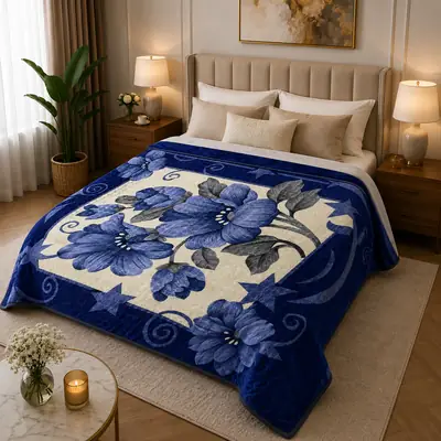 3D Panel Fleece Embossed Double Bed Blanket