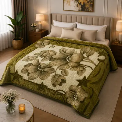 3D Panel Fleece Embossed Double Bed Blanket